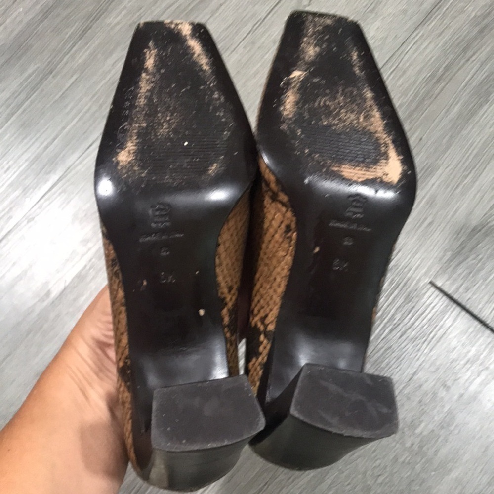 Via Spiga Square Toe Python Embossed Leather Pumps - image 7